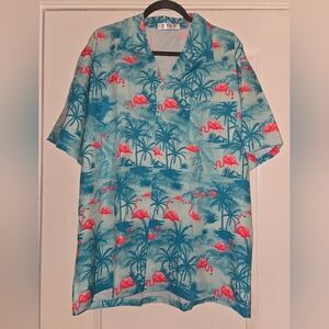 Hawaiian Men's Aptro Flamingo Print Shirt Size XL
